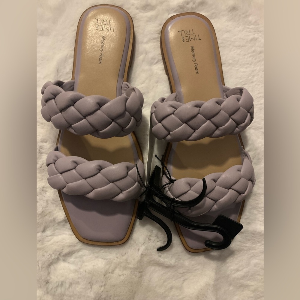 Time and Tru Lavender Braided Slide Sandals